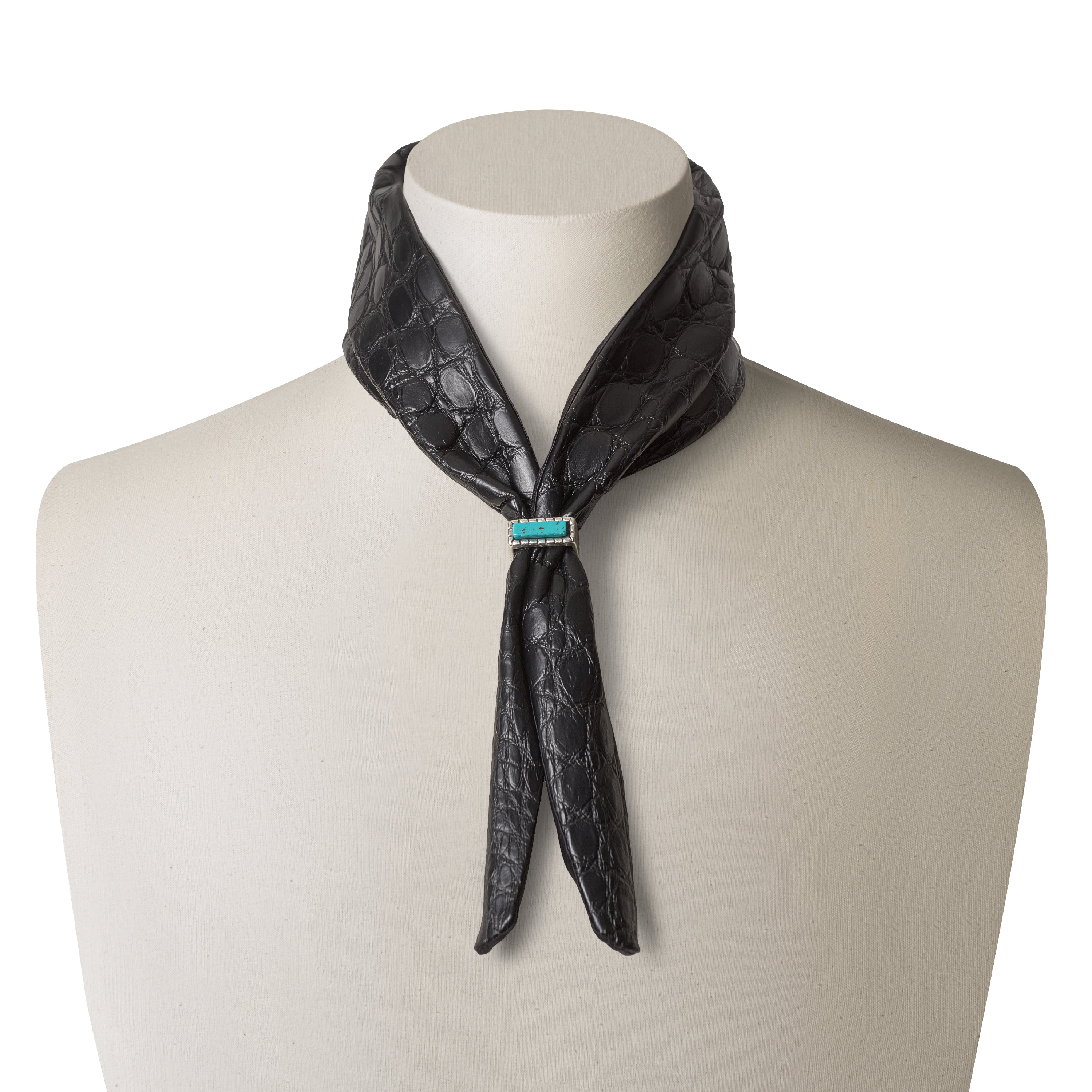Black crocodile leather bandana - FRAN soft and lightweight luxury accessory