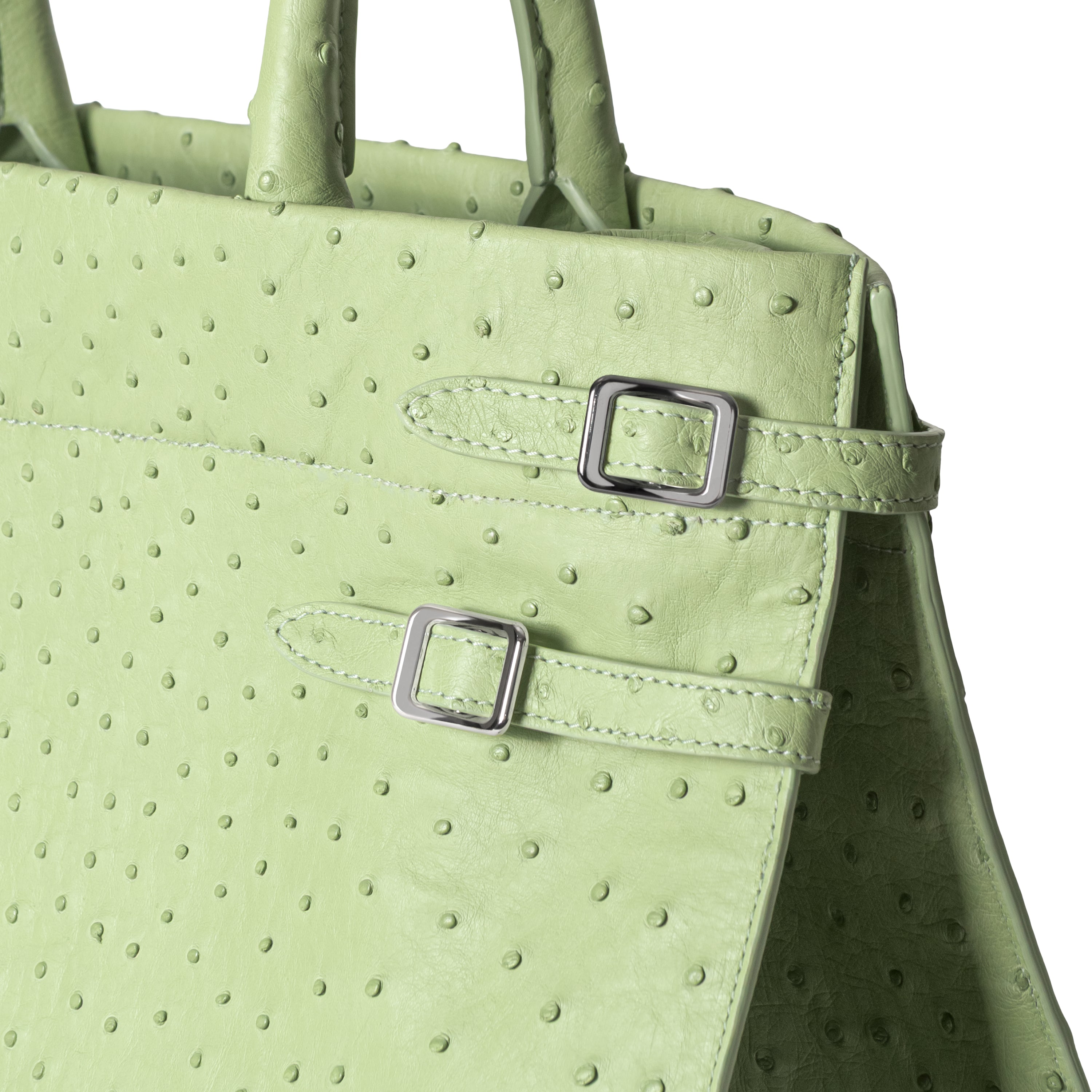 INFINITE tote bag linden green - premium ostrich leather side view