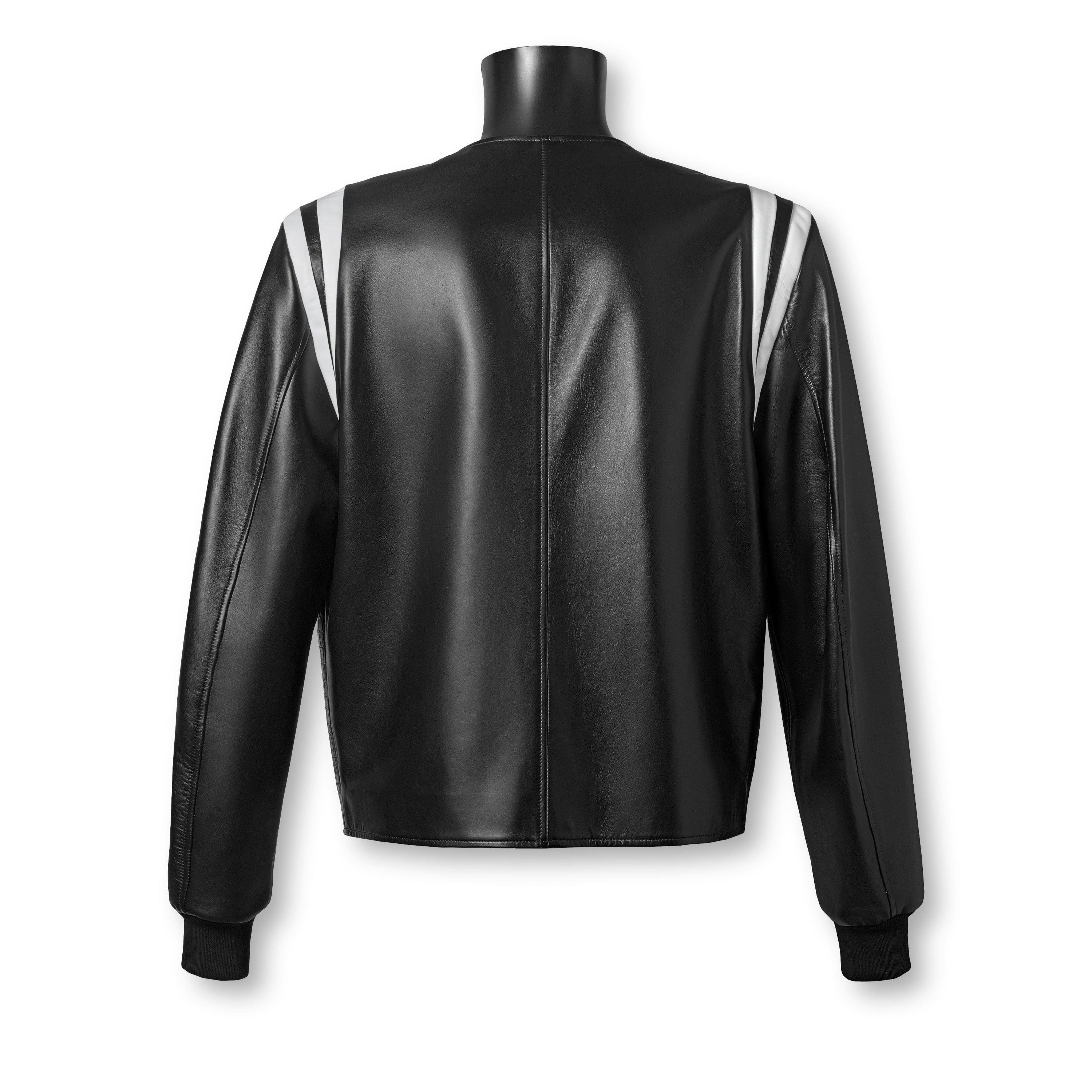 Luxury crocodile varsity jacket - back view showing Italian craftsmanship