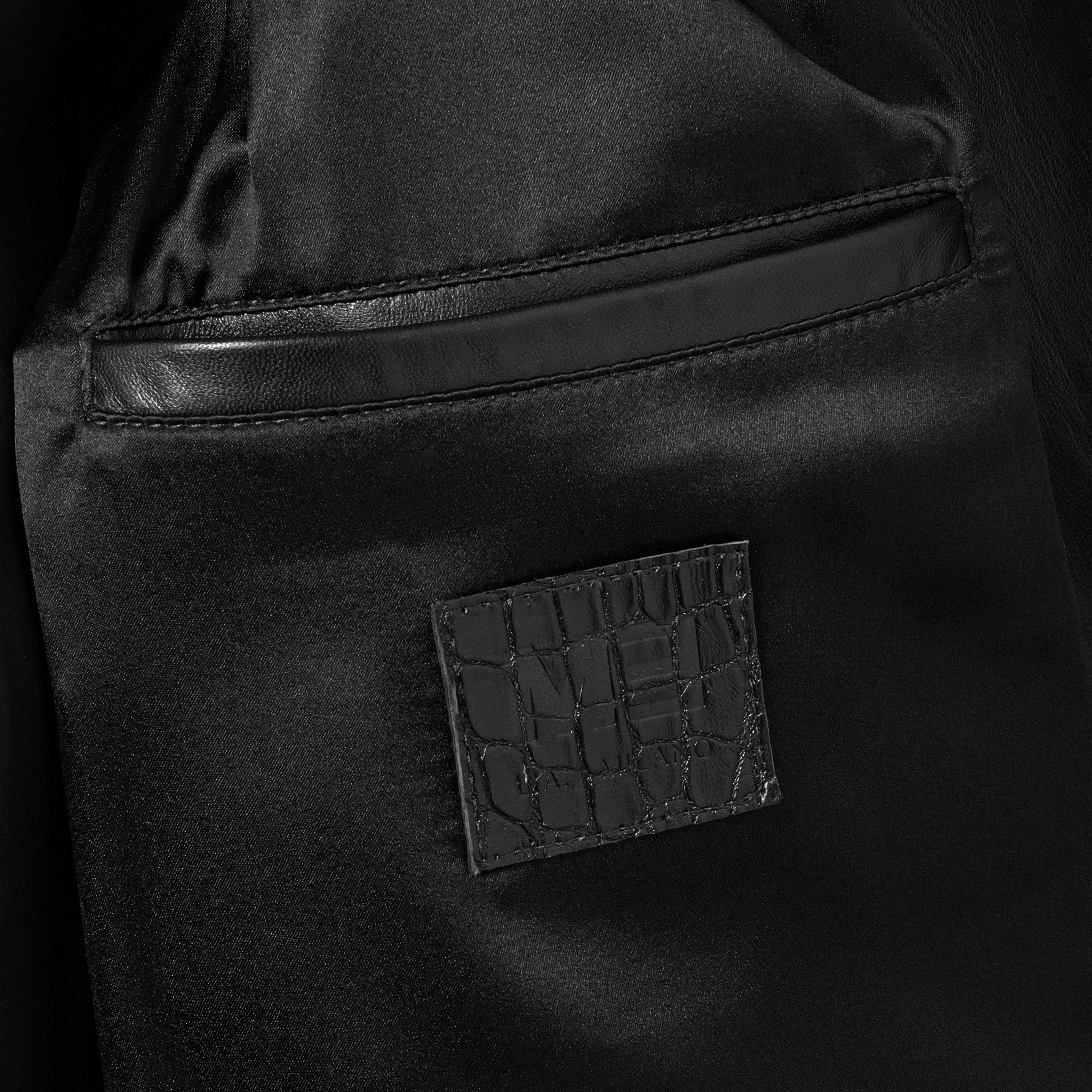 JACK luxury jacket - crocodile leather sleeve detail and craftsmanship