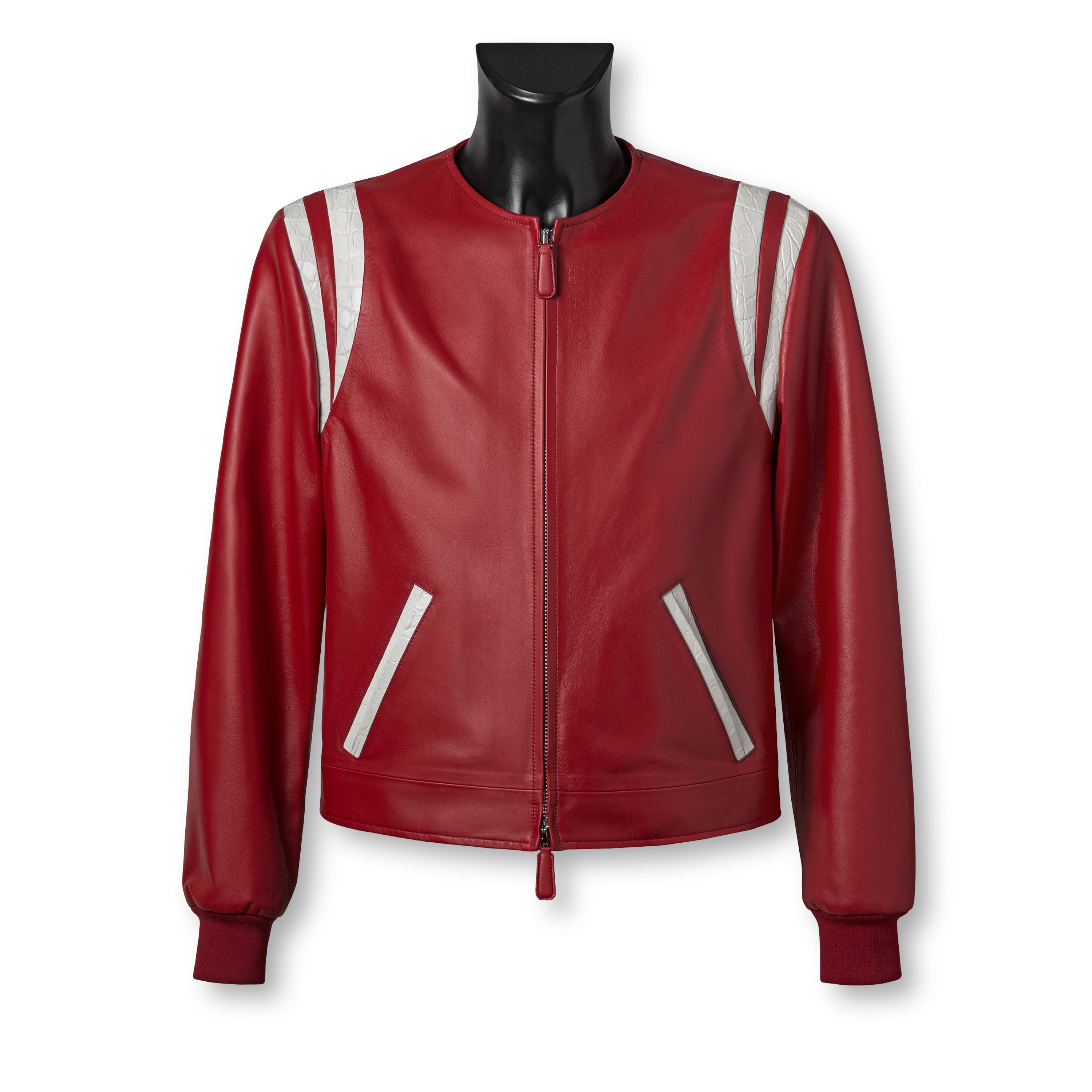 JACK varsity jacket red - premium Nappa leather front view