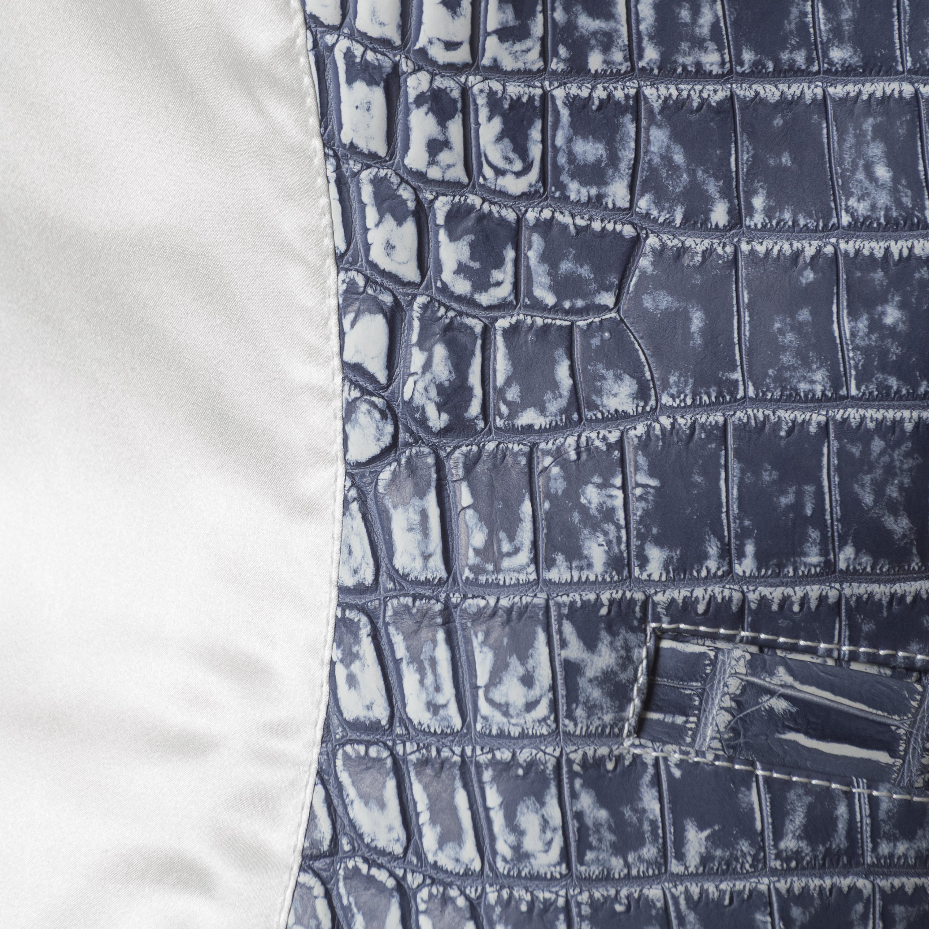 Denim crocodile vest - side view showing premium leather texture