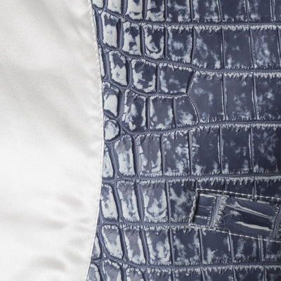 Denim crocodile vest - side view showing premium leather texture
