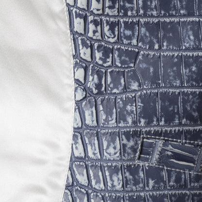 Denim crocodile vest - side view showing premium leather texture