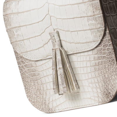 Italian crafted crocodile leather saddle bag - interior detail