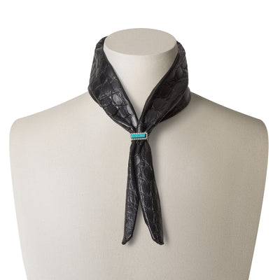 Black crocodile leather bandana - FRAN soft and lightweight luxury accessory