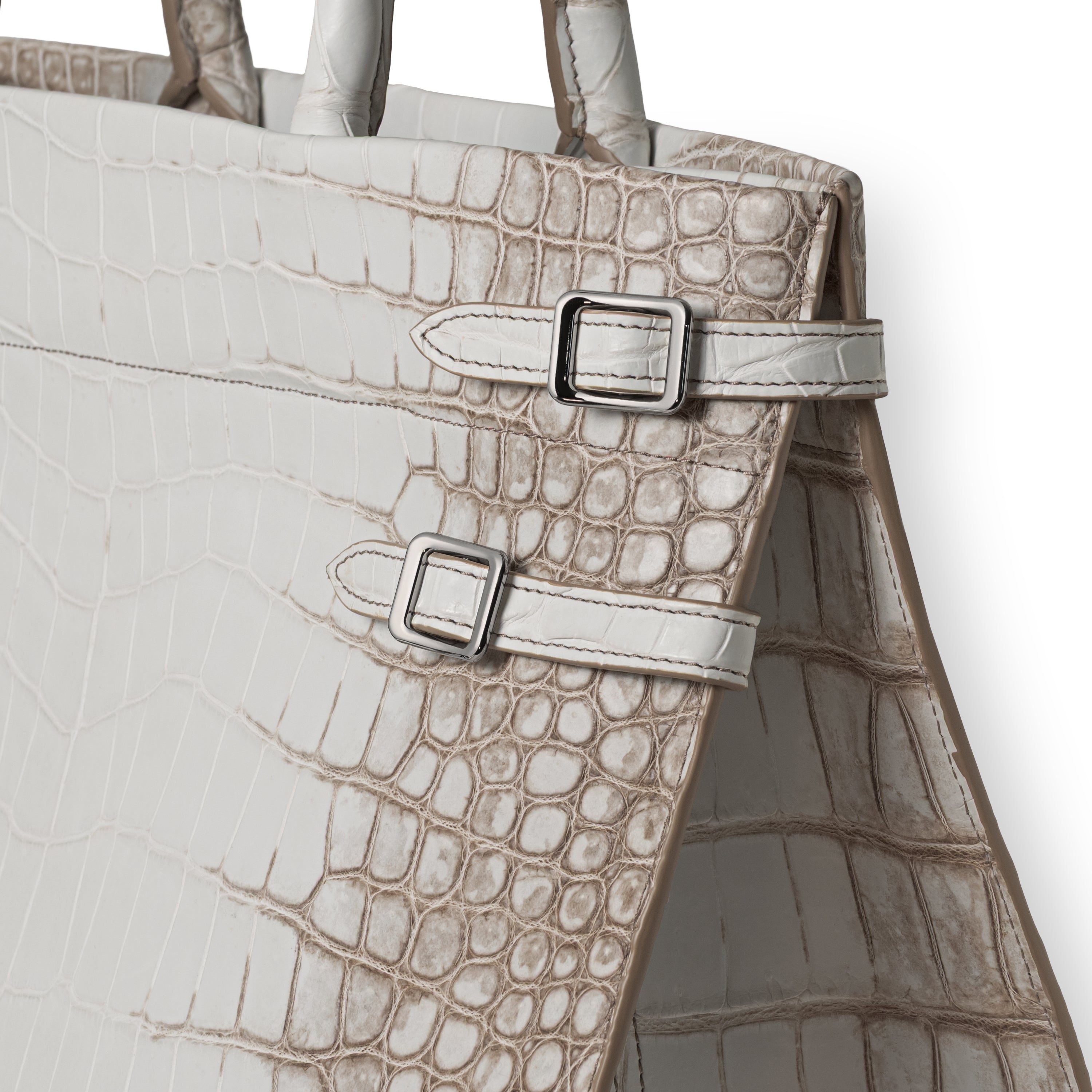 Luxury Himalayan crocodile tote - spacious interior detail with leather lining