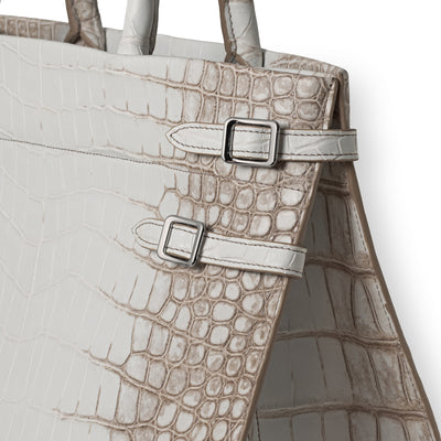 Luxury Himalayan crocodile tote - spacious interior detail with leather lining