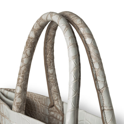 Italian crocodile leather handbag - natural gradient texture close-up