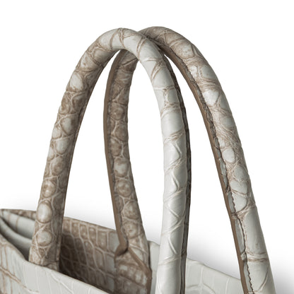 Italian crocodile leather handbag - natural gradient texture close-up