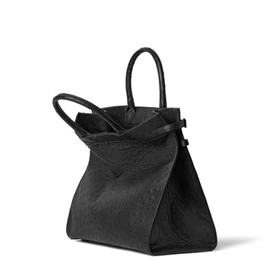 INFINITE tote bag black - premium ostrich leather side view