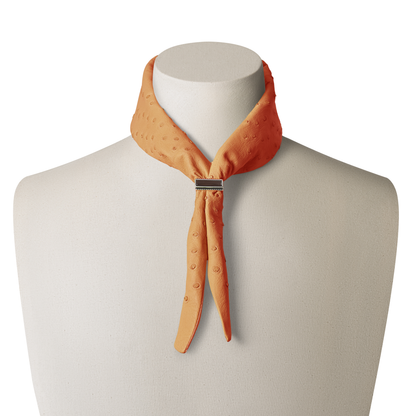 Spicy orange ostrich leather bandana - MOLLIE premium neck accessory with silk lining