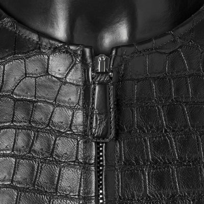 Crocodile and Nappa leather jacket - side detail showing texture and construction