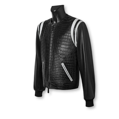 JACK varsity jacket - full crocodile leather texture and finish detail