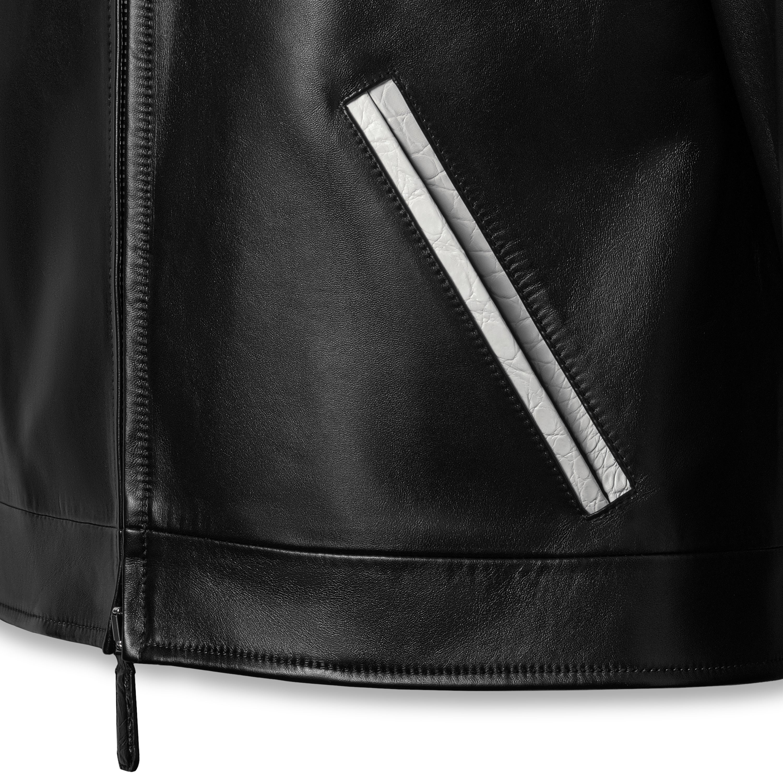 JACK luxury jacket black - Nappa leather sleeve and crocodile detail