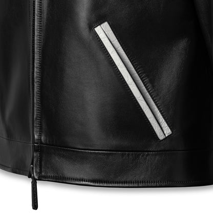 JACK luxury jacket black - Nappa leather sleeve and crocodile detail