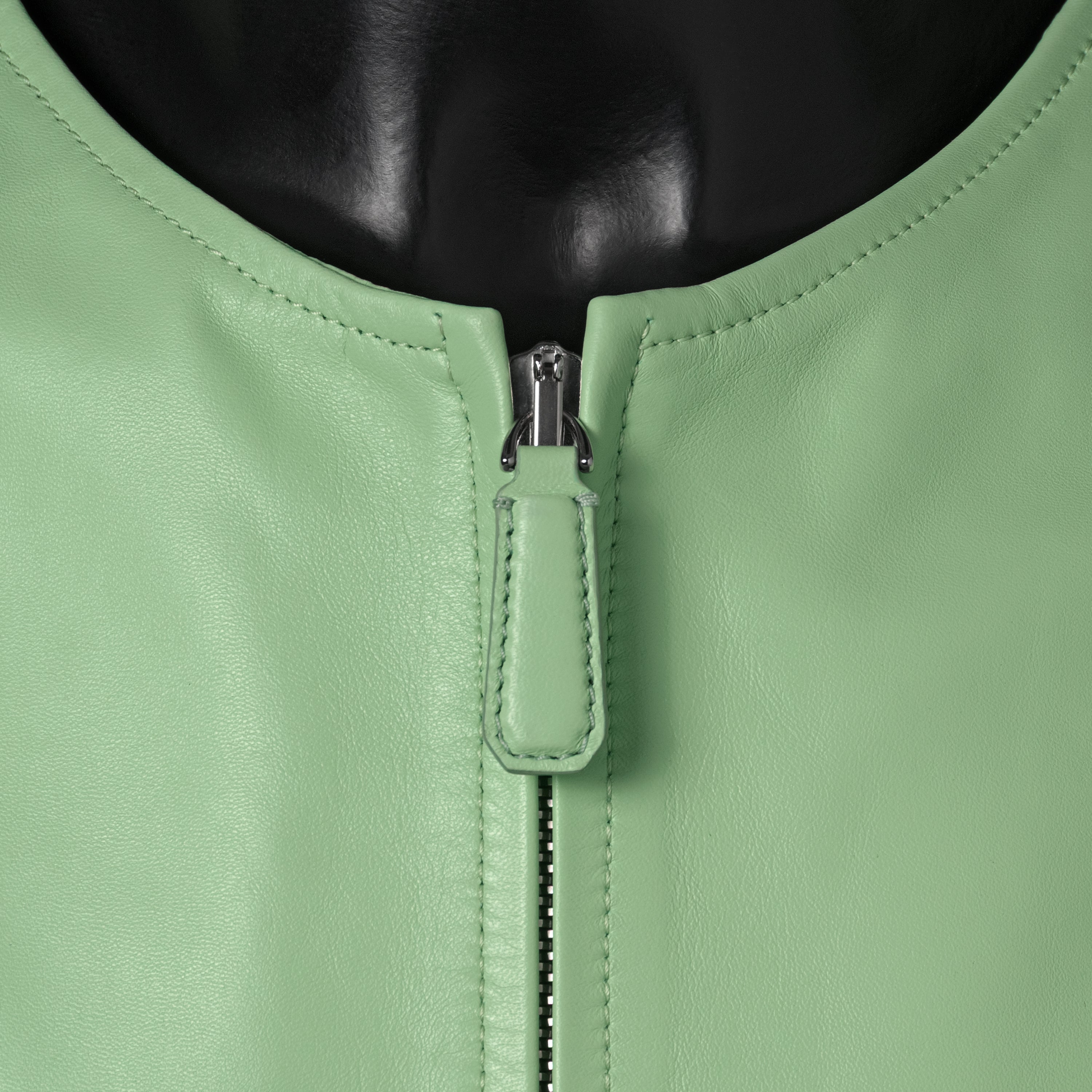 JACK varsity jacket pistachio - premium Nappa leather close-up