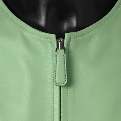 JACK varsity jacket pistachio - premium Nappa leather close-up
