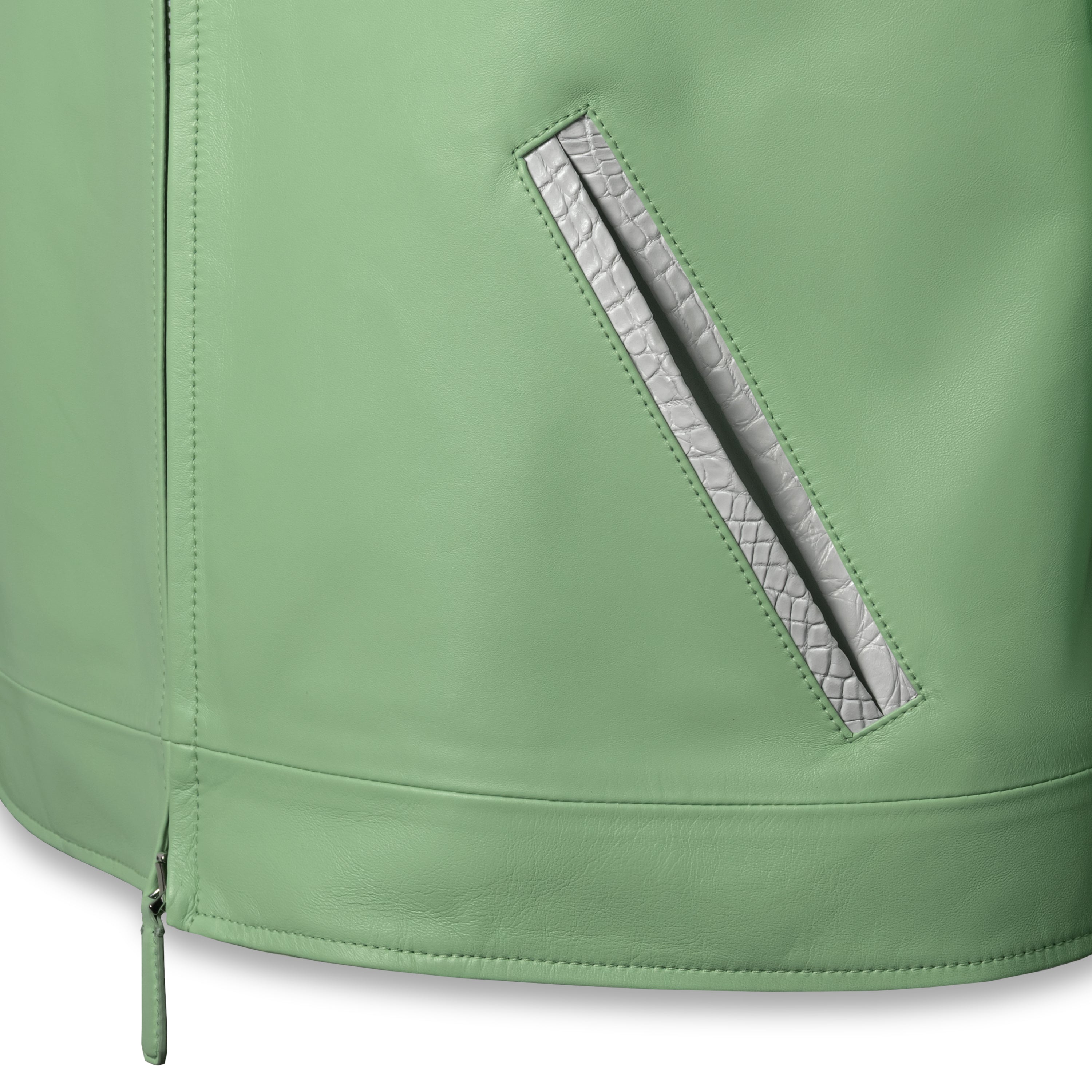 JACK luxury jacket green - Nappa leather sleeve detail