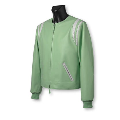 Pistachio green Nappa leather varsity jacket - JACK luxury Italian outerwear