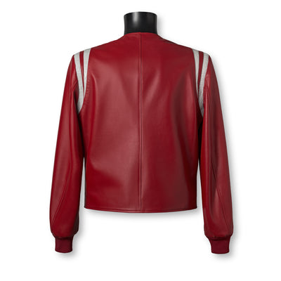 JACK varsity jacket red - premium Nappa leather back view