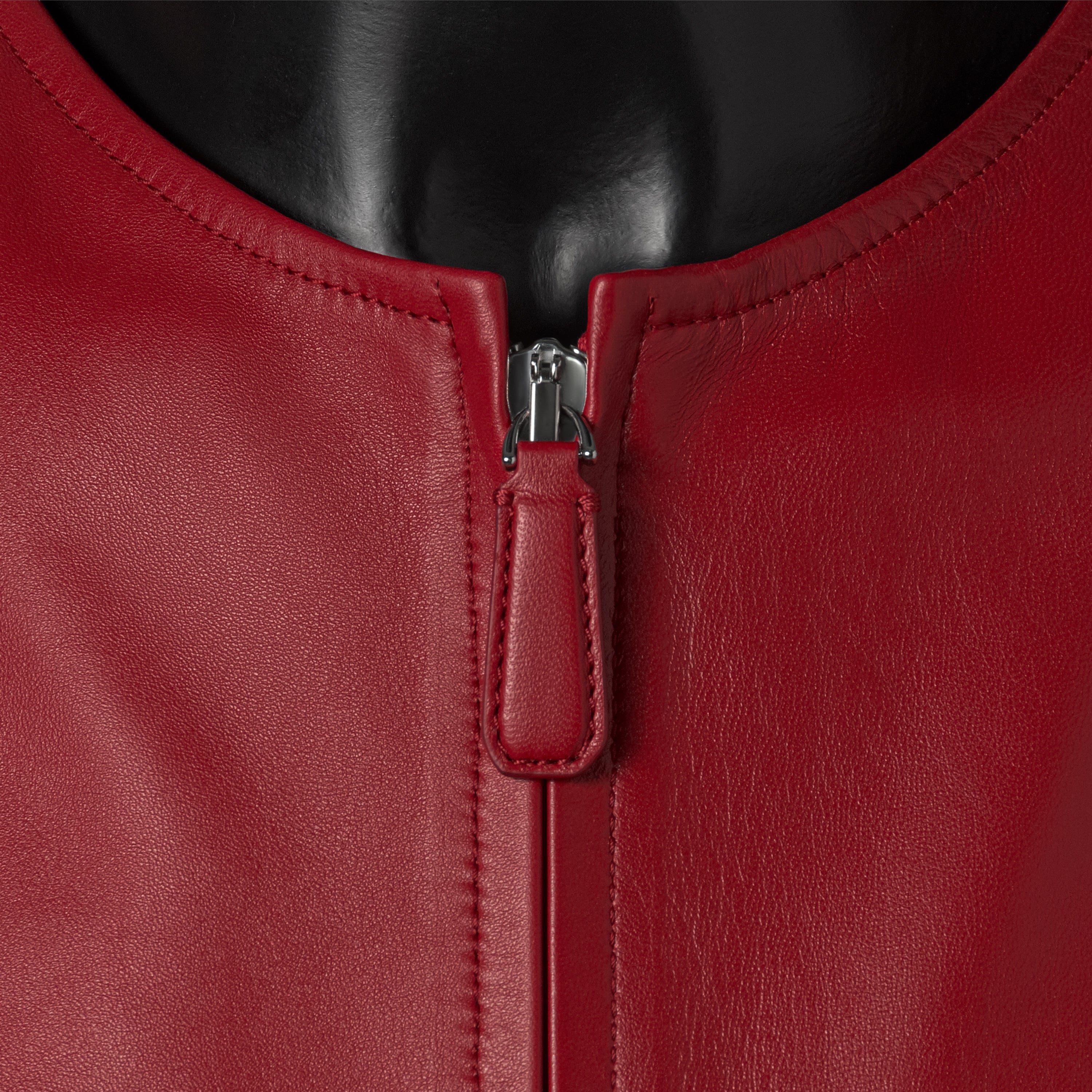 JACK varsity jacket red - premium Nappa leather close-up showing texture