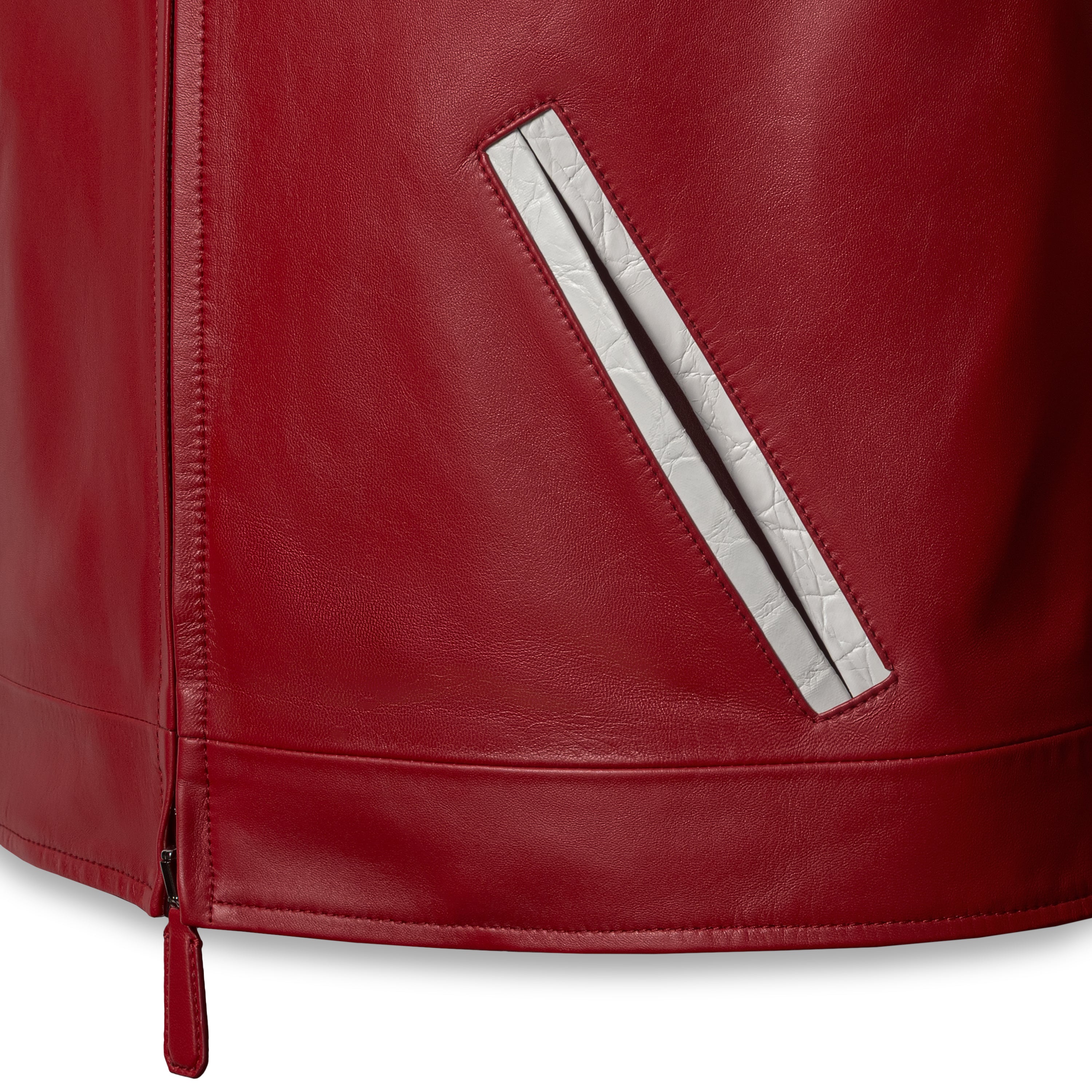 JACK luxury jacket red - Nappa leather sleeve and crocodile detail